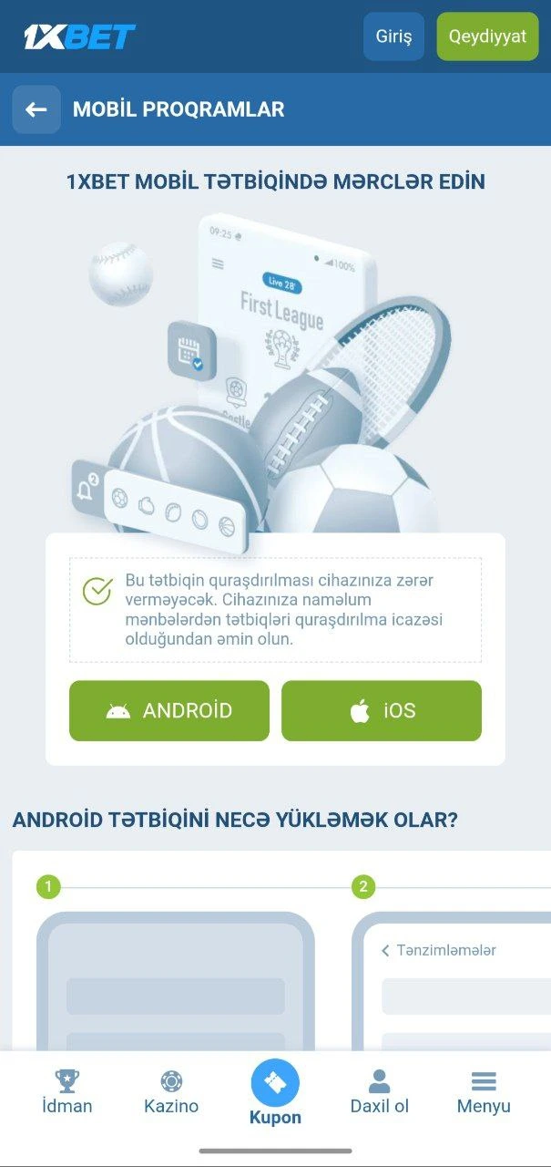 1xbet apk indir - Android üçün təlimat