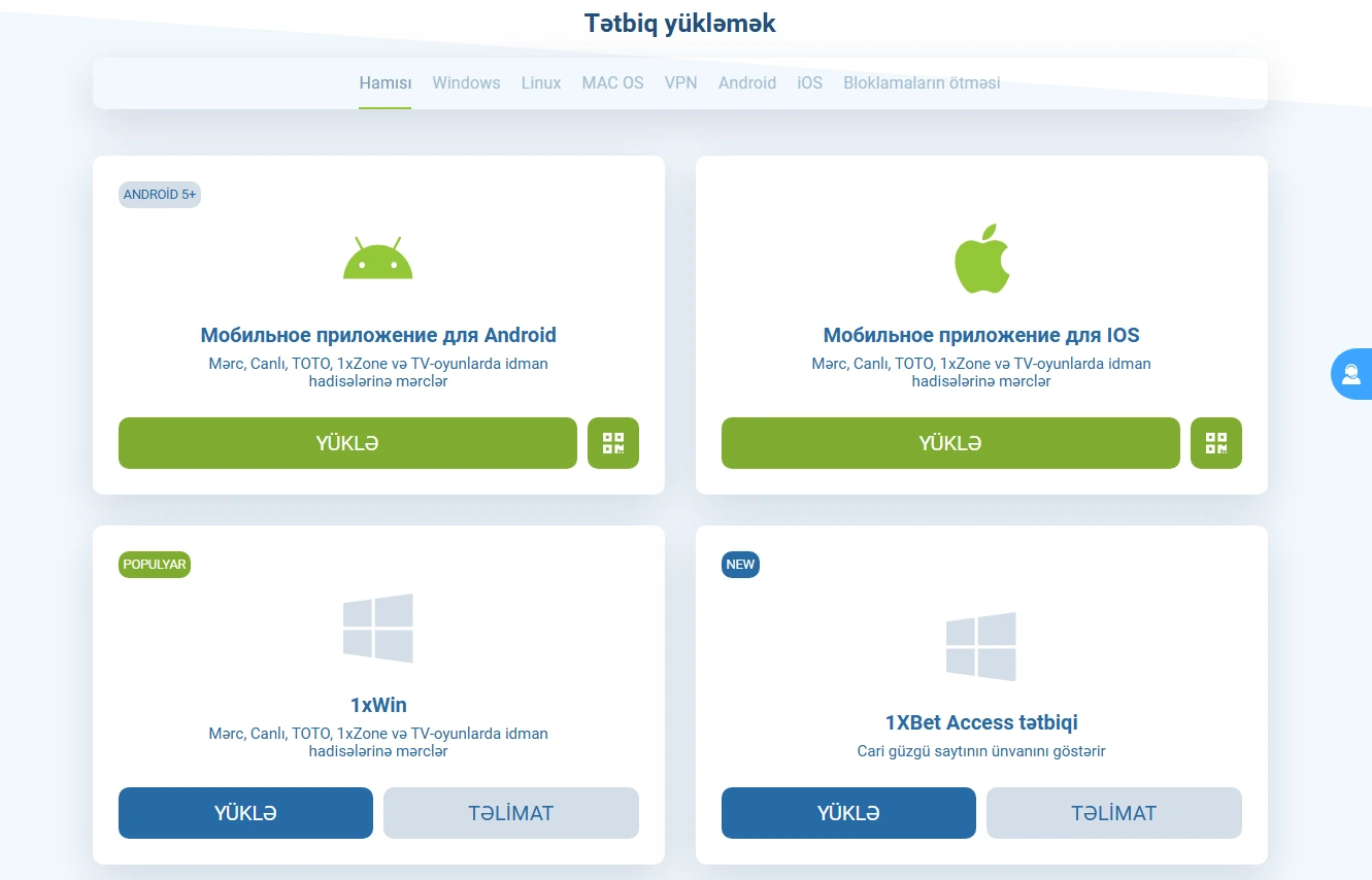 1xbet Azerbaycan girişi - PC tətbiqi yükləmək